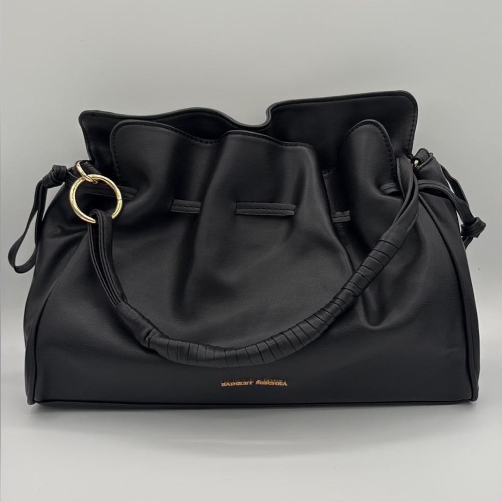 Badgley Mischka Black Dumpling Bag with Gold Accents